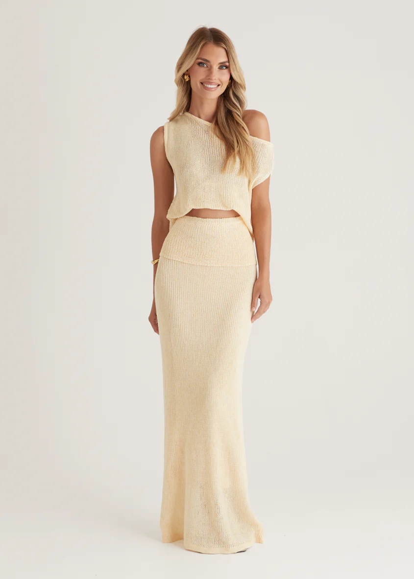Zion Knit Maxi Skirt - Butter - Honorern