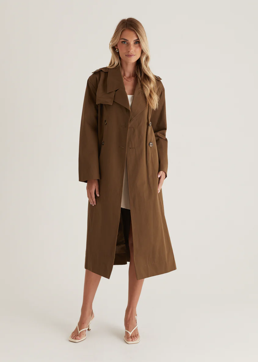 Lexxia Trench Coat - Dark Khaki - Honorern