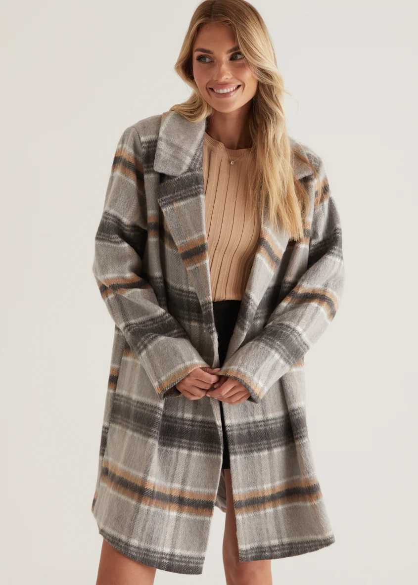 Oprael Coat - Grey Check - Honorern