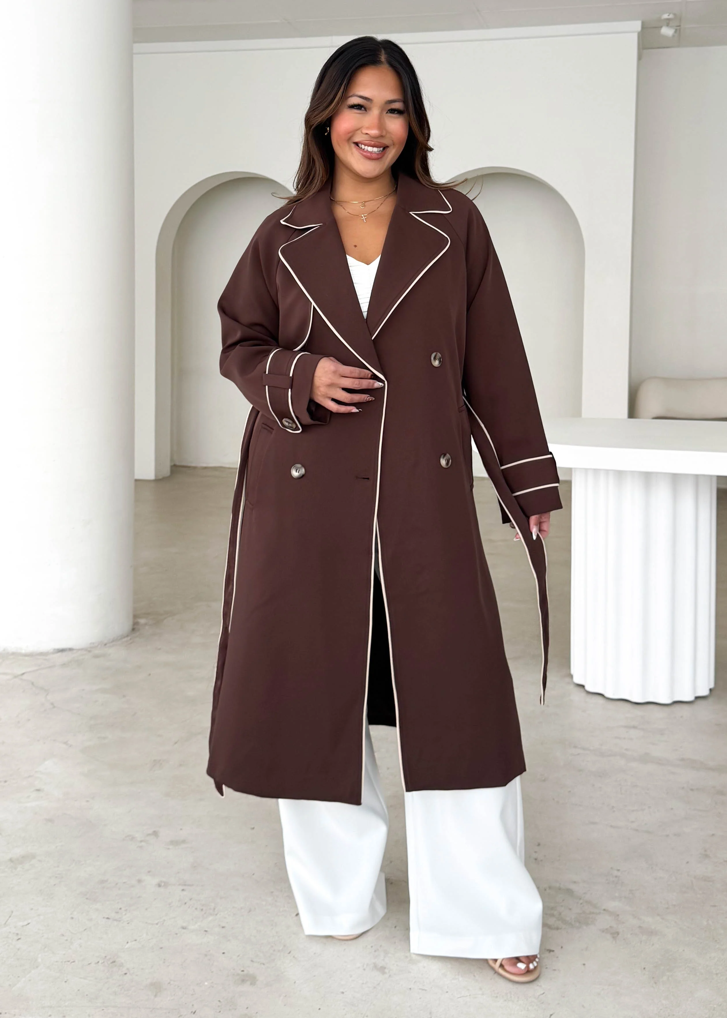 Lyssa Trench Coat - Espresso - Honorern
