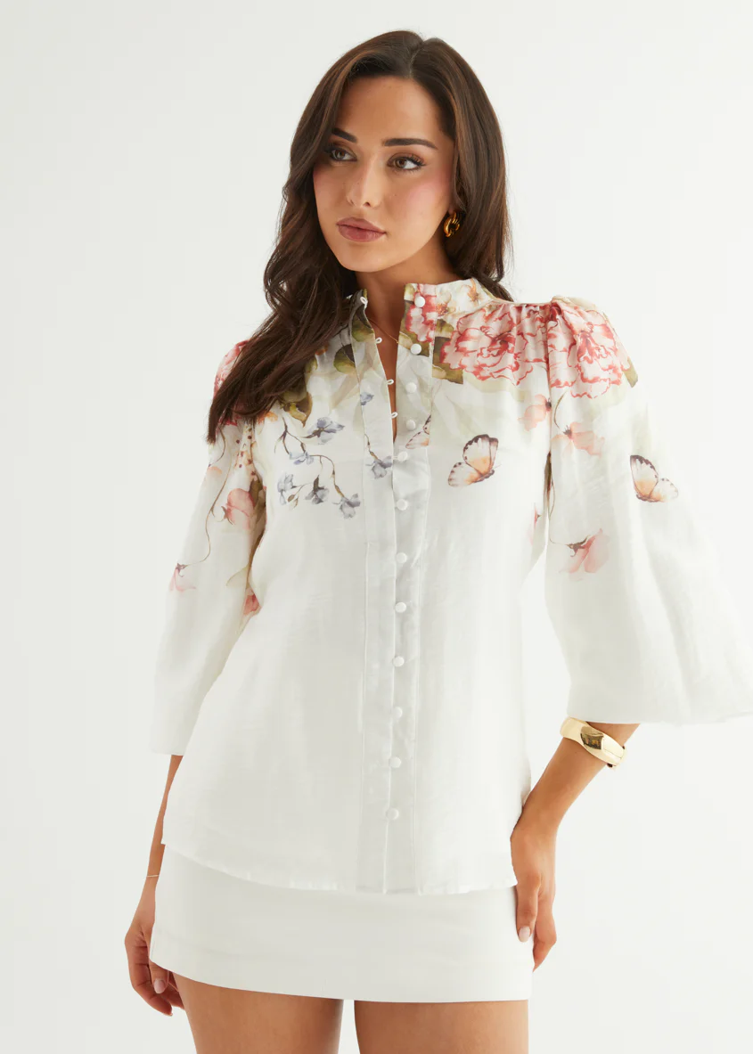 Zarline Blouse - White Garden - Honorern