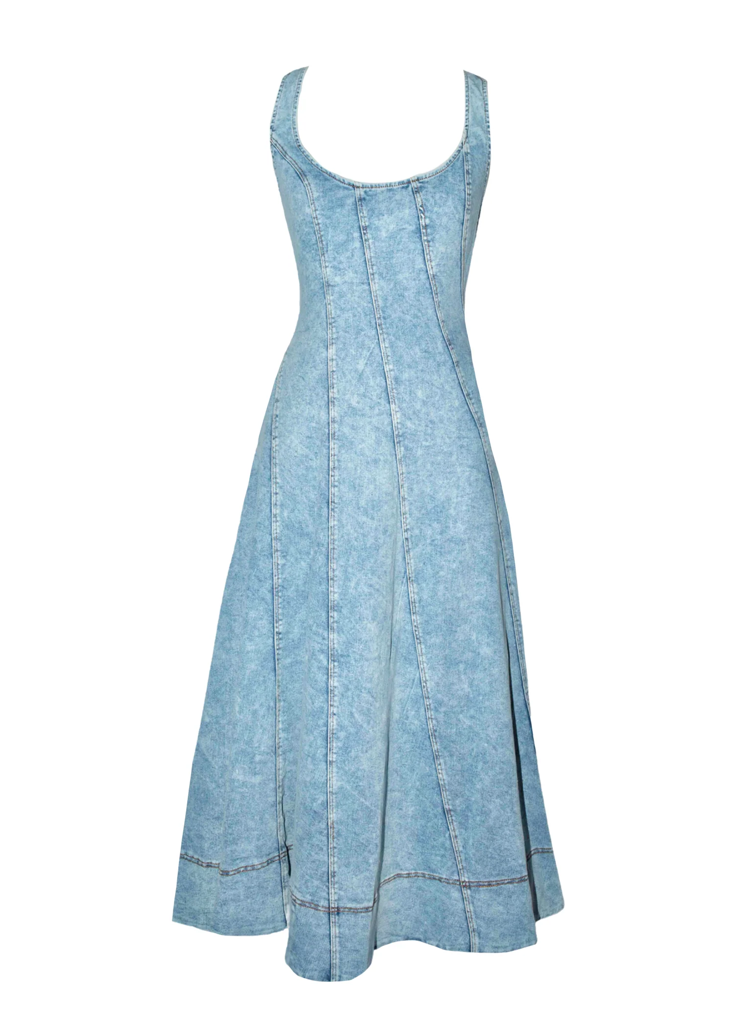 Yasmin Denim Midi Dress - Washed Blue - Honorern
