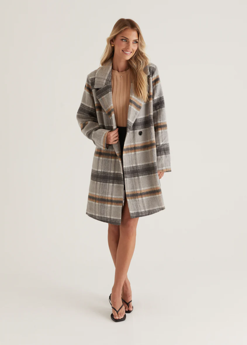 Oprael Coat - Grey Check - Honorern