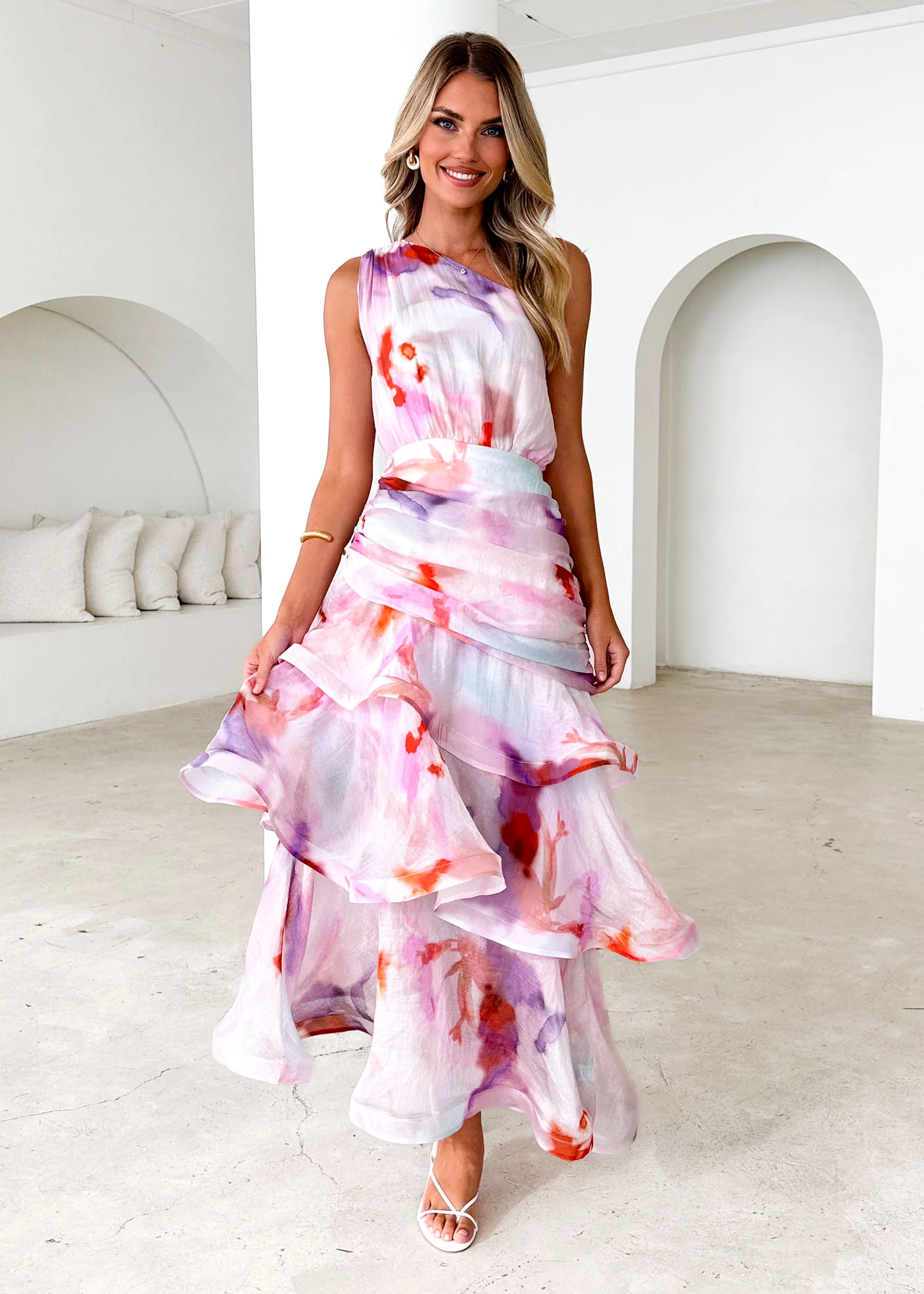 Zaba One Shoulder Maxi Dress - Pink Haze - Honorern